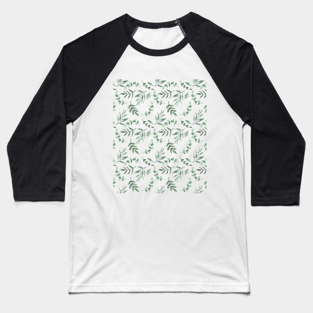 Eucalyptus leaves pattern Baseball T-Shirt by hedehede